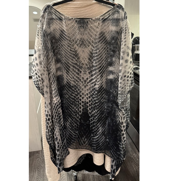 ASA Kaftan - blues/greys/black with crystals - elegant lightweight kaftan O/S - Picture 12 of 12